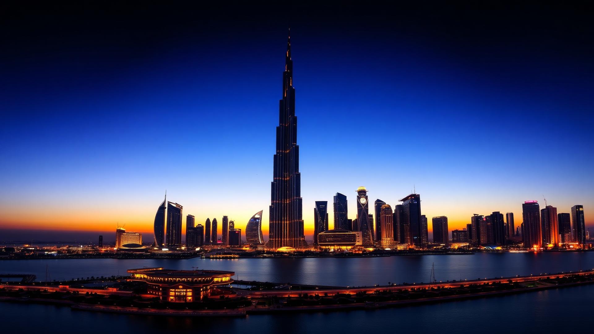 Dubai skyline at dusk